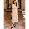 Summer New French Style Elegant Round Neck Embroidered Dress Short Sleeve Dress Women Elegant Party Dress