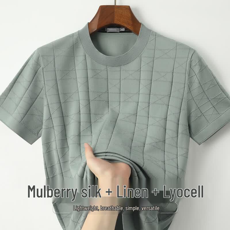 SHANSHAN Men s Breathable Linen Blend Short Sleeve T-Shirt XL