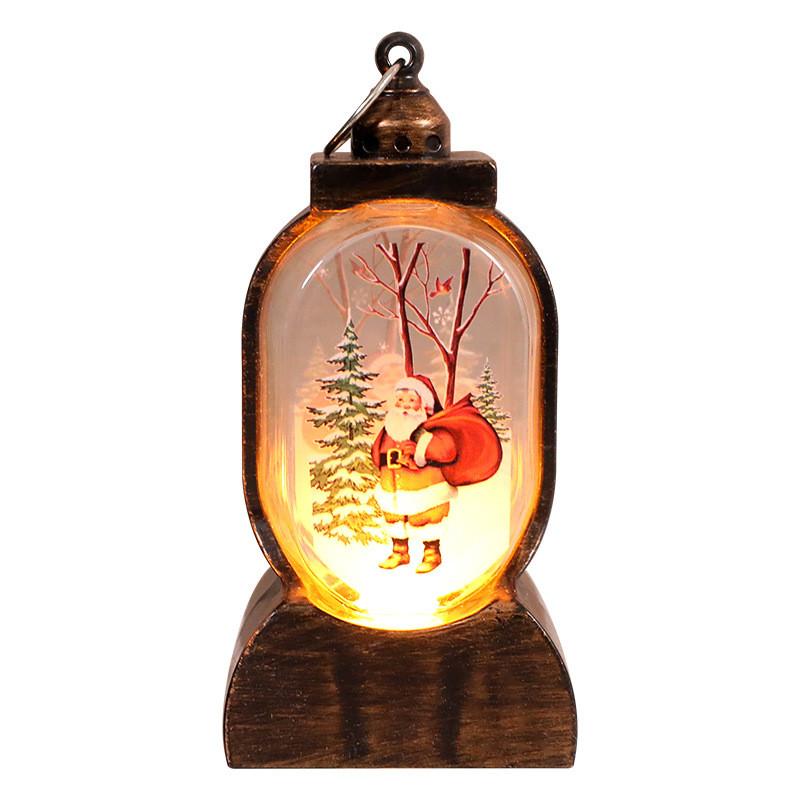 Vintage Christmas Night Light Decoration With Retro Gold Santa Figurine For Festive Home Decor