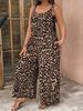 Chic Leopard Print Jumpsuit with Pockets: Casual, Loose, Thin Straps, Perfect for Spring/Summer/Autumn