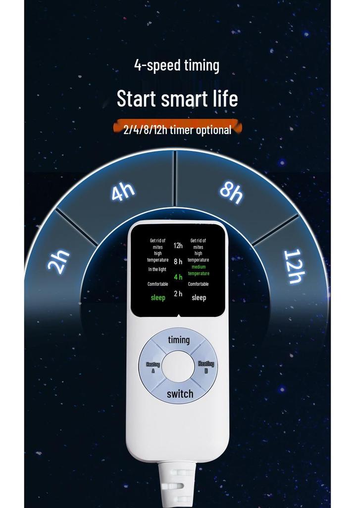 Smart Dual Control Electric Blanket - Milk Fleece, Temperature Control, Mite Removal, Ideal for Dorms & Homes