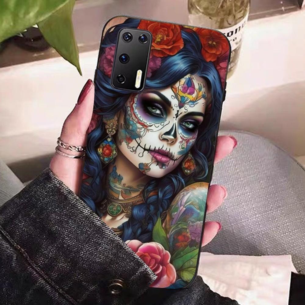 Catrina Beautiful Rose Girl Skull Phone Case For Huawei P 8 9 10 20 30 40 50 Pro Lite Psmart Honor 10 Lite 70 Mate 20lite