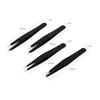 Basics High Precision Tweezers Hair Removal Case Black 4-Piece Set
