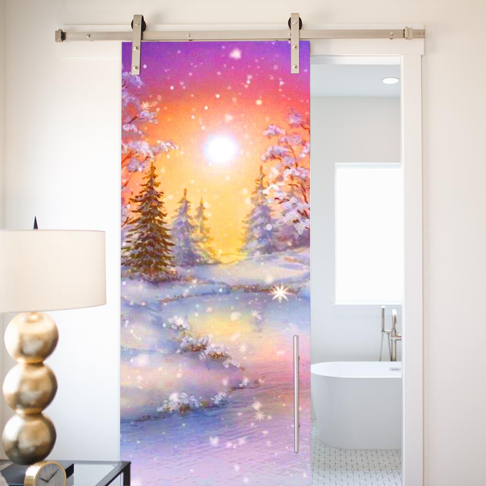 3D Forest Scenery Door Sticker - Removable Vinyl Mural, Nature Pathway Adhesive Door Wallpaper for Home Decor