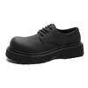 2024 new autumn niche British casual men's shoes thick sole heightening black big head derby trendy shoes 8830-J