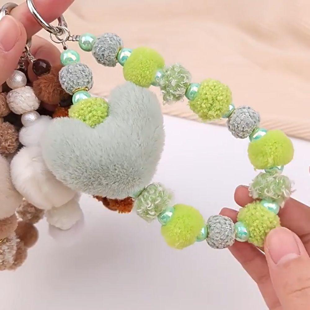 Anti-Lost Loveheart Beaded Keychain Soft Detachable Mobile Phone Lanyard Jewelry Universal Loveheart Beaded Bracelet