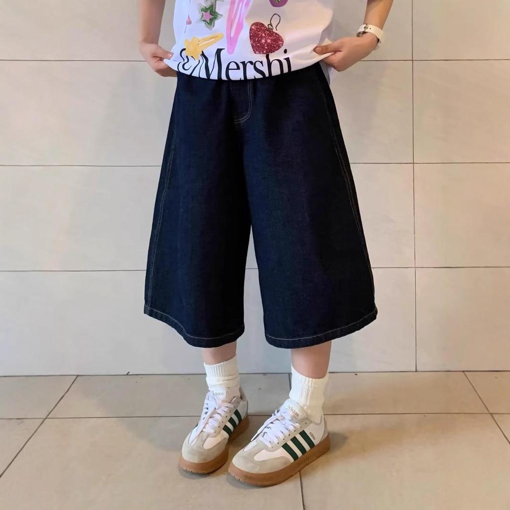 Unisexowe szorty dżinsowe w amerykańskim stylu z kolorowym napisem Dopamina: Wiosenno-letnie luźne spodnie cropped