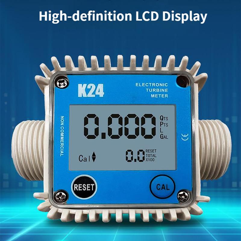 1inch K24 Electronic Turbine Flow Meter DN25 Plastic External Thread High Precision Flowmeter for Water Fuel Urea Diesel