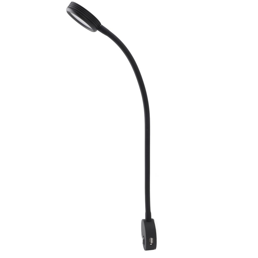 RV Reading Light with USB Port Flexible Gooseneck Bedside Wall Lamp for Boat Yacht 620‑625nm Red 3000‑320K Warm Light