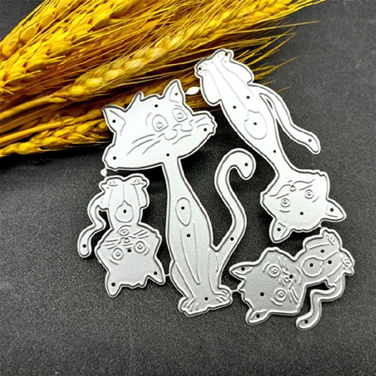 Roztomilé kočky kovové vykrajovátka DIY razítka řemesla ražba scrapbooking dekorace
