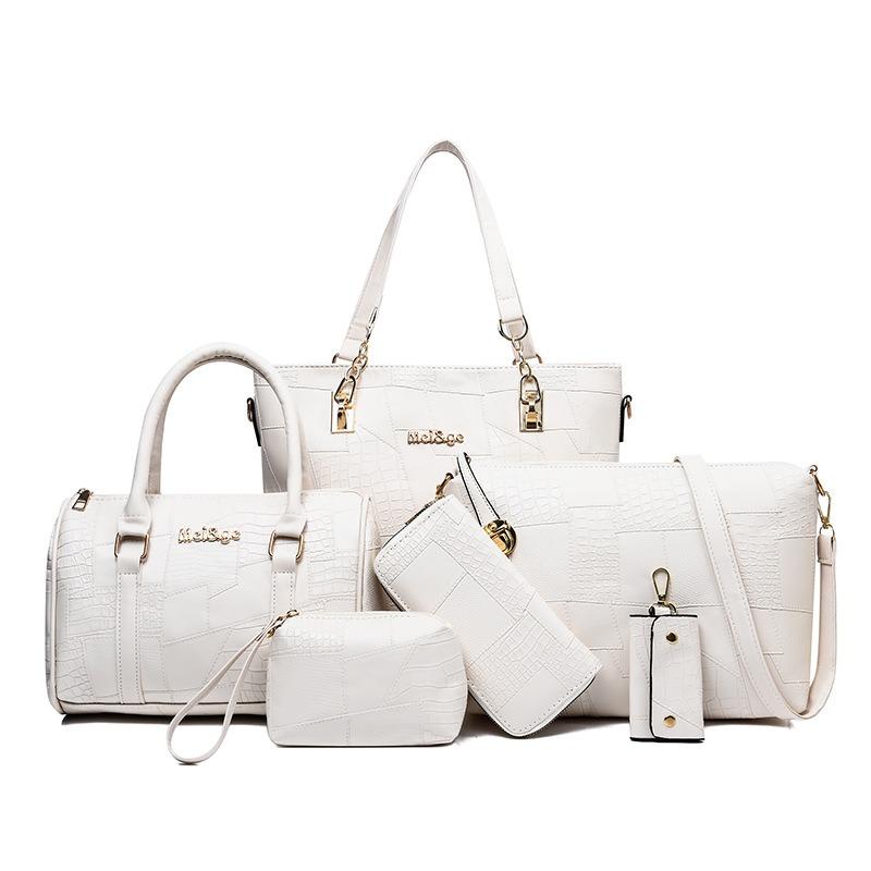 Damentasche, neues Krokodilmuster glänzend fünfteiliges Set, Mutter-Kind-Tasche, Damen Messenger Bag mit großem Fassungsvermögen, Schultertasche, Handtasche.