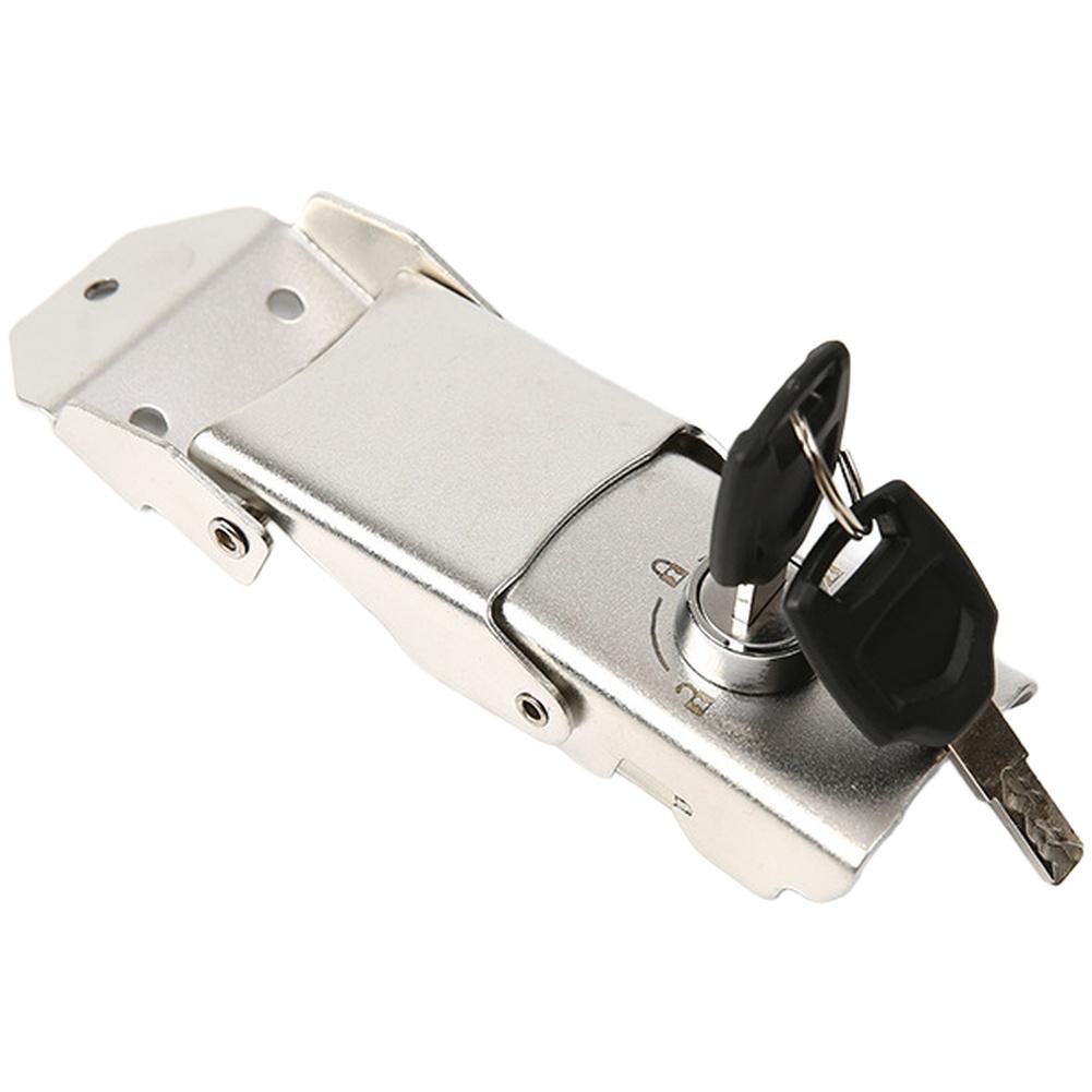 Weather Resistant Detachable Stainless Steel Motorcycle Buckle Lock with 2 Keys for Side Boxes Tail Boxes and Hinged Storage