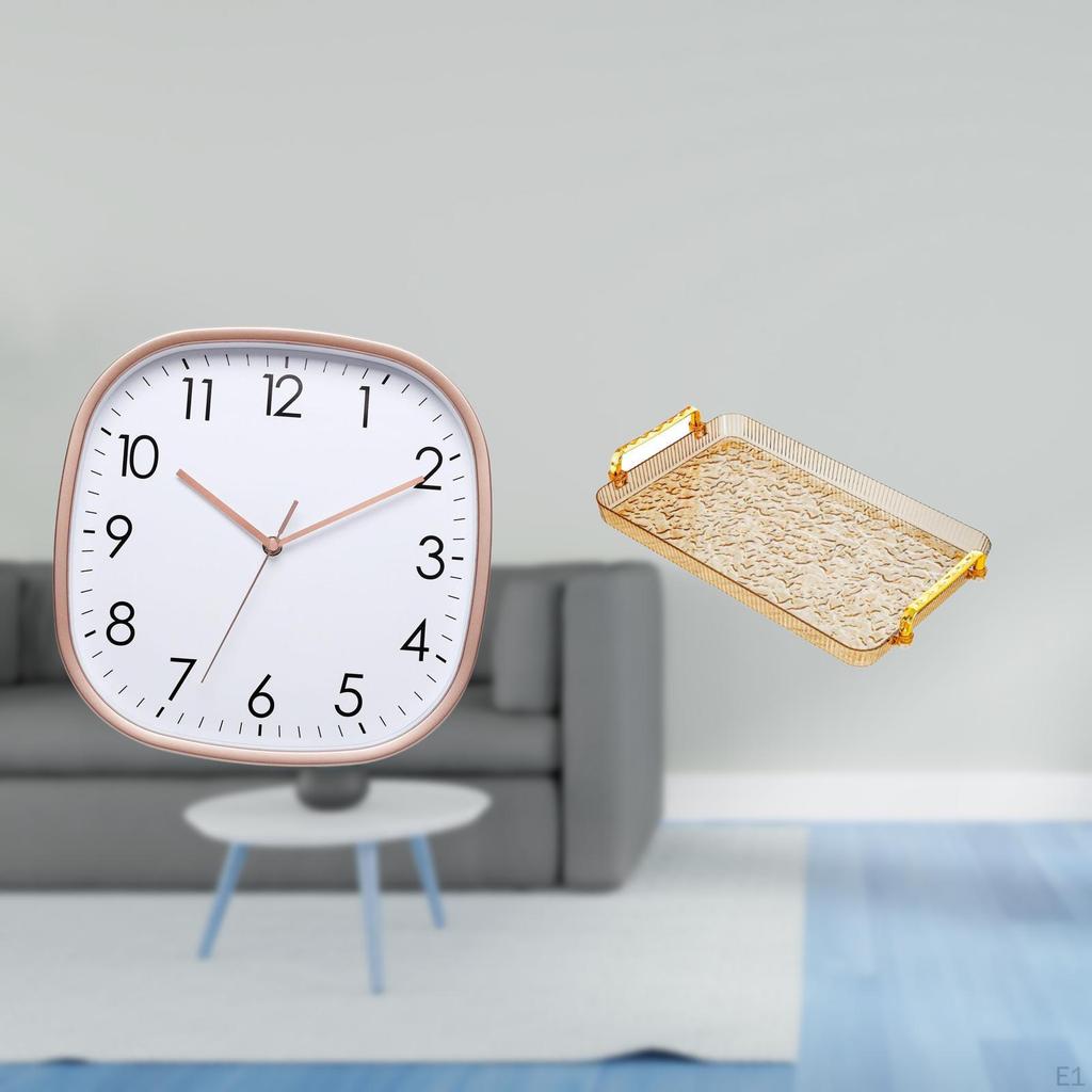 Vintage Digital Wall Clock And Dessert Plate Coffee Table Tray with Handle for Dining Room Home