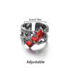 Black Gothic Irregular Thorns Ruby Rings Retro Hip-hop Personality Adjustable Finger Ring for Men Women Jewelry Gifts