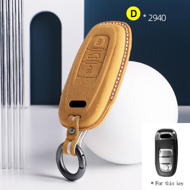 Car Key Case Fob for A6 A4 A5 A7 A8 C8 Q8 8S 8W Q7 B9 4M S5 S4 S7 D5 TT TTS TFSI E-Tron Suede Remote Car Key Case Shell