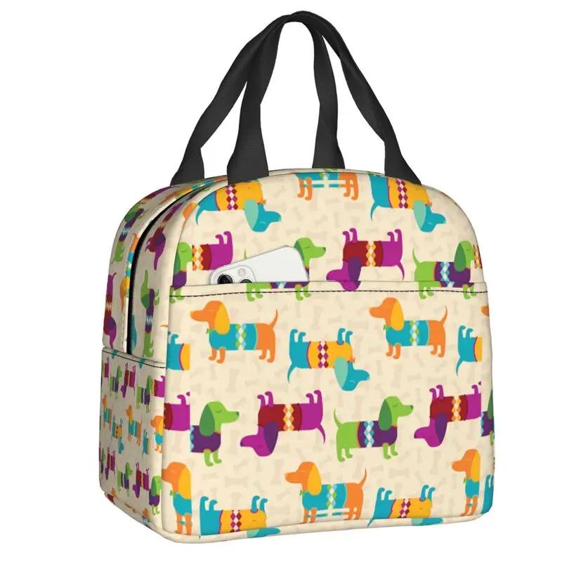 Sausage Dog Lovers Insulated Lunch Bag for Camping Travel Dachshund Waterproof Cooler Thermal Bento Box Women Children