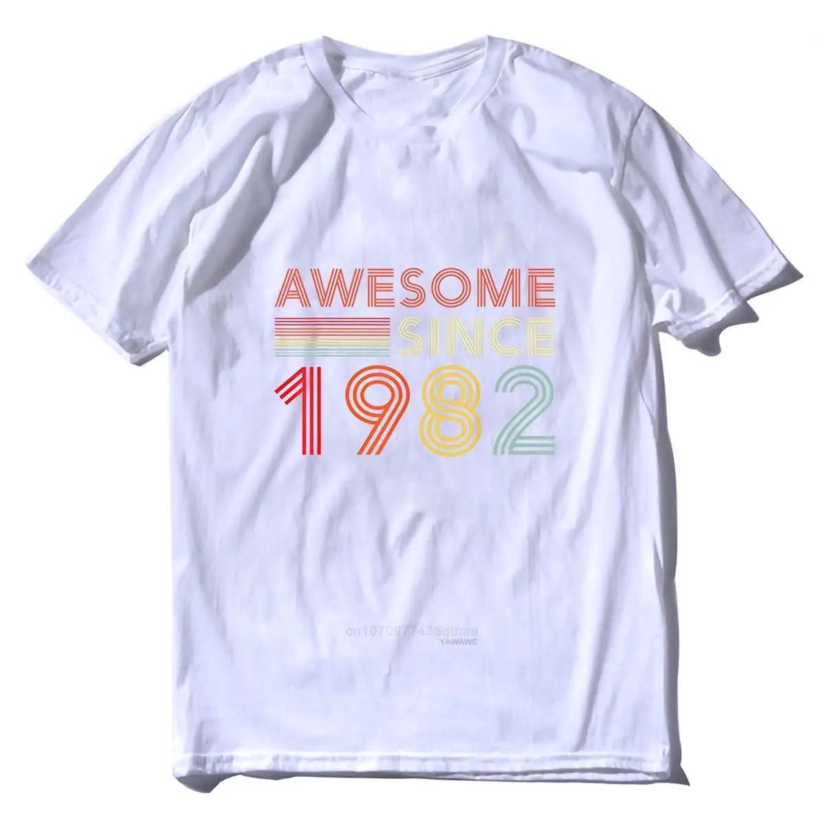 Unisex Awesome Since 1982 40th Birthday Gifts 40 Years Old Mens Novelty TShirt Women Casual Harajuku Soft Top Tee S
