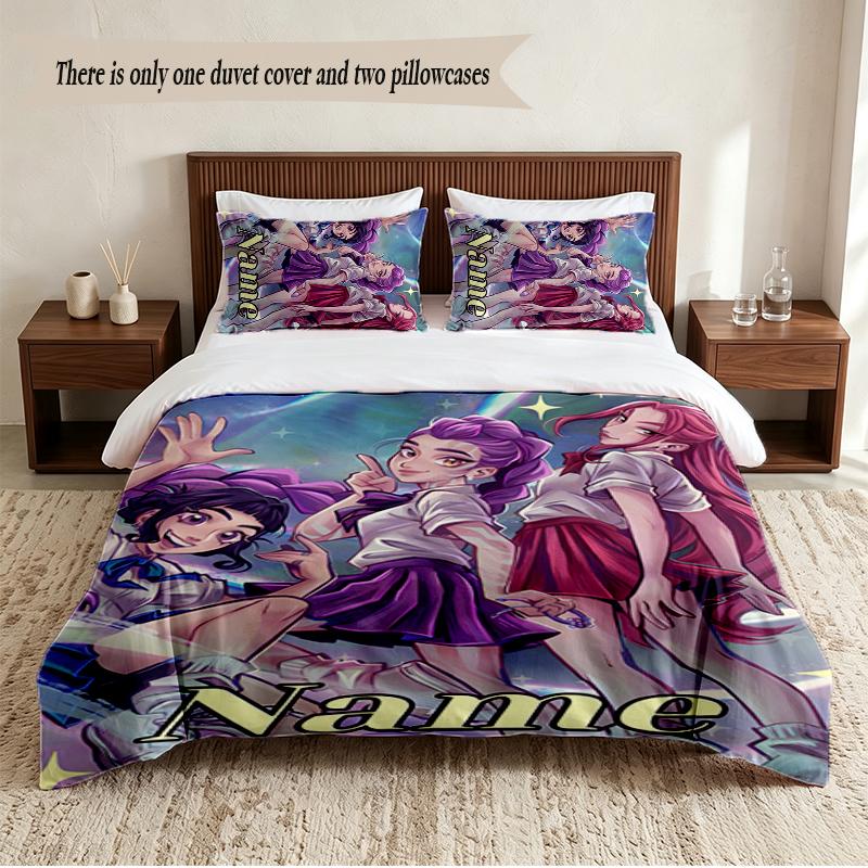 HUNTRIX Set Lenzuola Personalizzato con Nome 3 Pezzi Morbido Set Copripiumino per Camera da Letto Decorazione Casa