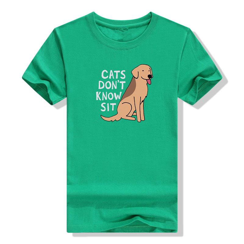 Cats Dont Know Sit Funny Dog Lover Shirt Women T Shirts Womens Clothing Animal Dogs Graphic Tee Tops Summer Fashion Novelty