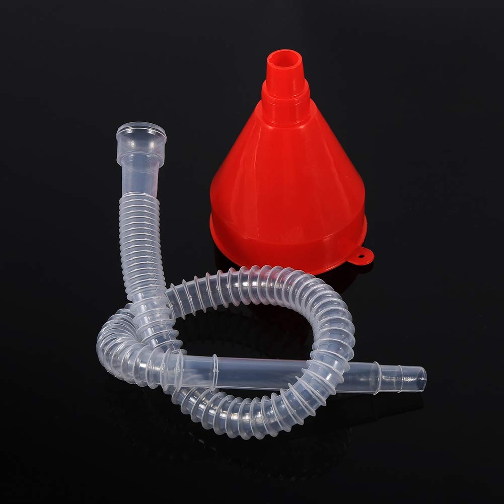 Gorgeri Funnel with Hose, Universal Car and Motorcycle Plastic Filled Funnel Lubricating Tool with Clear Soft Pipe Spout (Gasoline, Diesel)