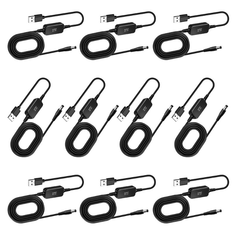 USB 5V to 12V DC5.5mm Connector Cable with Integrated Conversion Module for Compatible Low-Power Equipment and Backup Setups