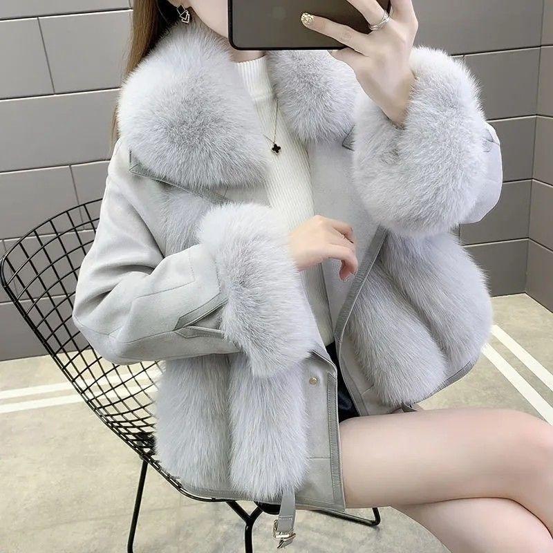 Winter new imitation suede, imitation fox fur, women's fashion down cotton clothes, short models - 0 years old