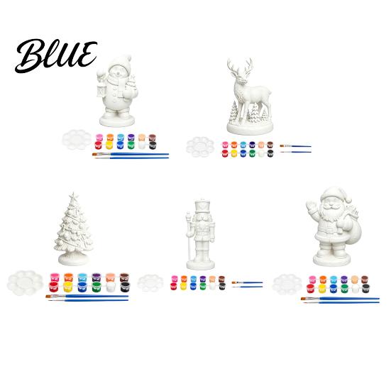 DIY Painting Santa Figurines Coloring Christmas Figurine Kit Paints & Brushes Included Snowman Reindeer Handmade Decorations Nutcracker Xmas