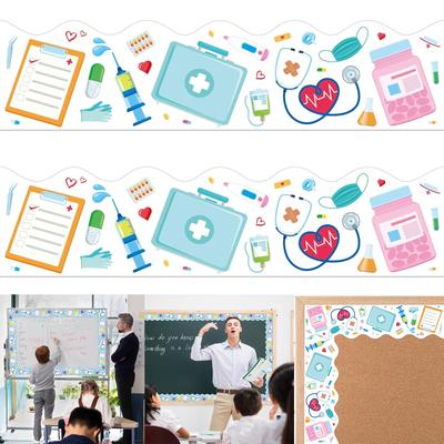 Nurse Day Border Sticker 59ft Long 70mm Wide Healthcare Themed Border Trim Wall Sticker for Hospital and Office