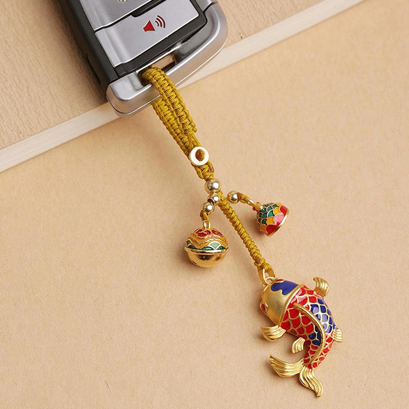 Üst Sınıf Koi Zarif Araba Anahtarlığı Kolye Ucu Çin Tarzı Çift Çanta Anahtarlık Asılı Takı Kordonu