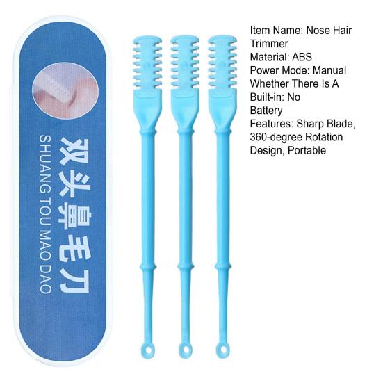 3Pcs Nose Hair Trimmer for Men Women Dual-Purpose Manual Nose Ear Hair Cutter 360-degrees Rotating Travel Grooming Tool