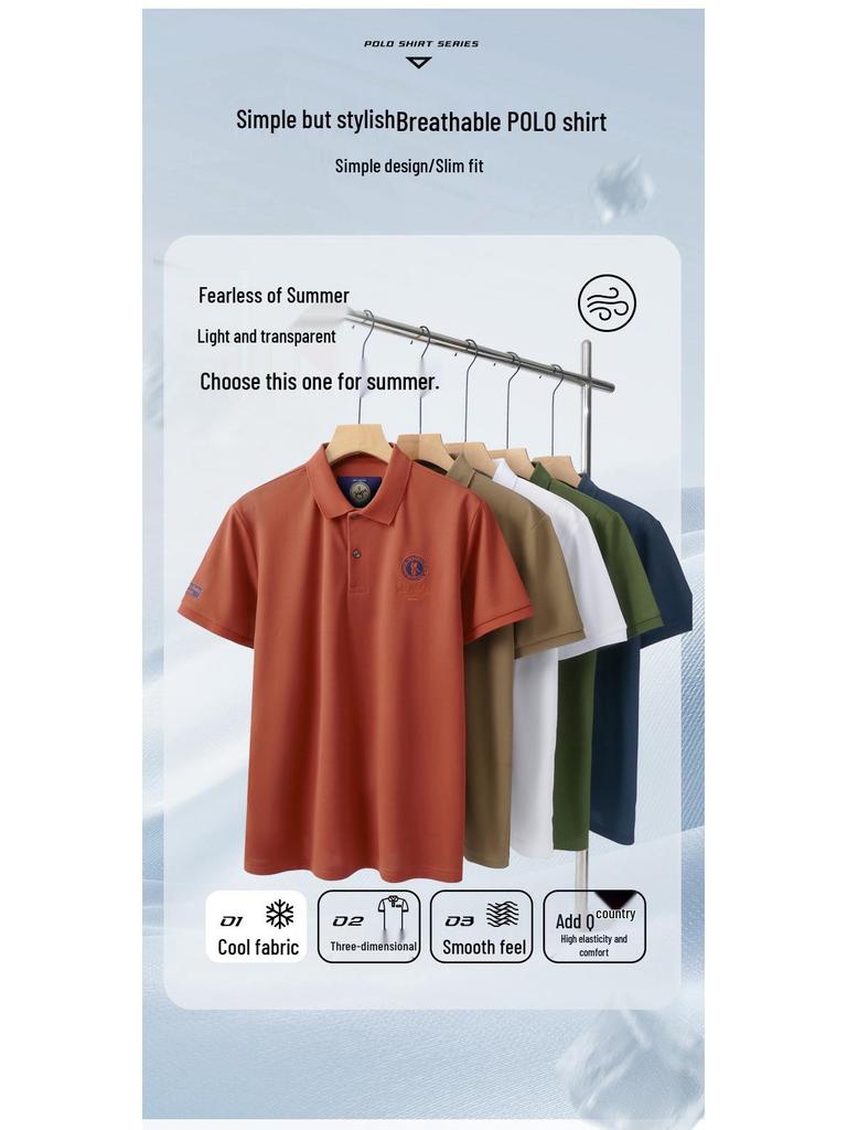 Herren 220g Kurzarm-Poloshirt: Sommer Umlegekragen mit Stickerei, Leichte Businesskleidung, Hochwertige Qualität