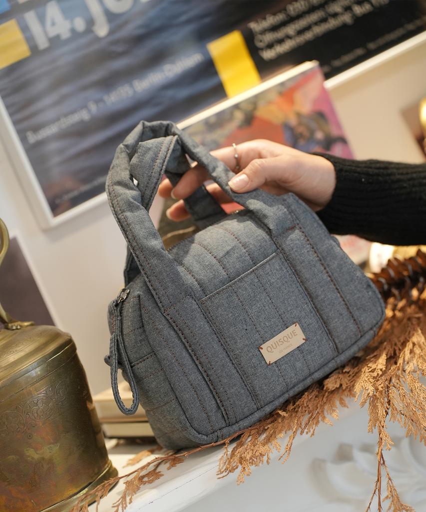 Quisque De Nimes Mini Quilted Bag (Quilted Denim Gray)