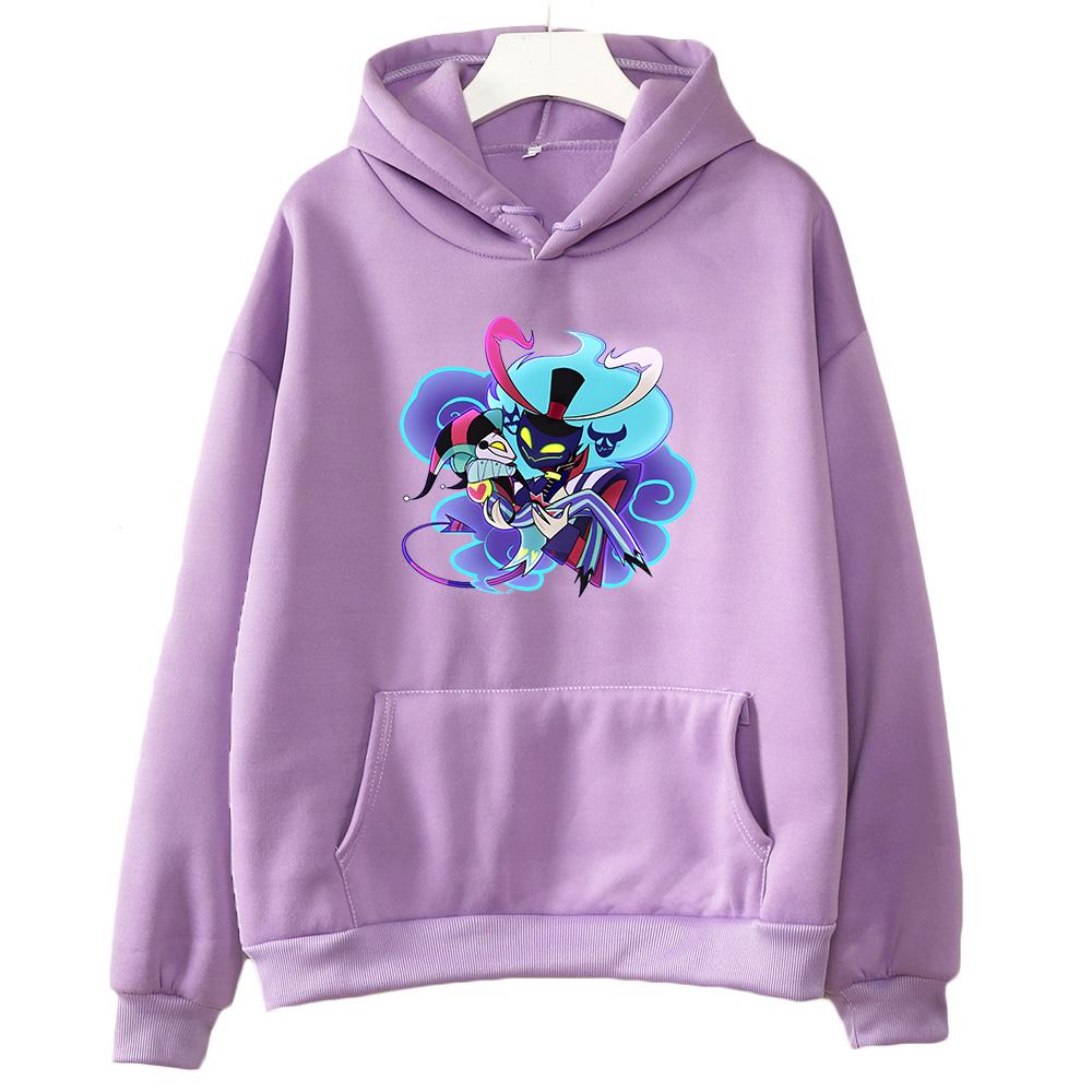 Anime potisk s kapucí Helluva Boss Pohodlné mikiny manga Kreslený potisk Roztomilé oblečení s kapucí Sudaderas Harajuku Kawaii Hoody