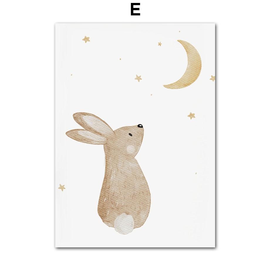 Cute Boho Animal Bear Hedgehog Koala Bee Rabbit Nursery Wall Art Canvas  Poster And Prints Baby Kids Room Decor