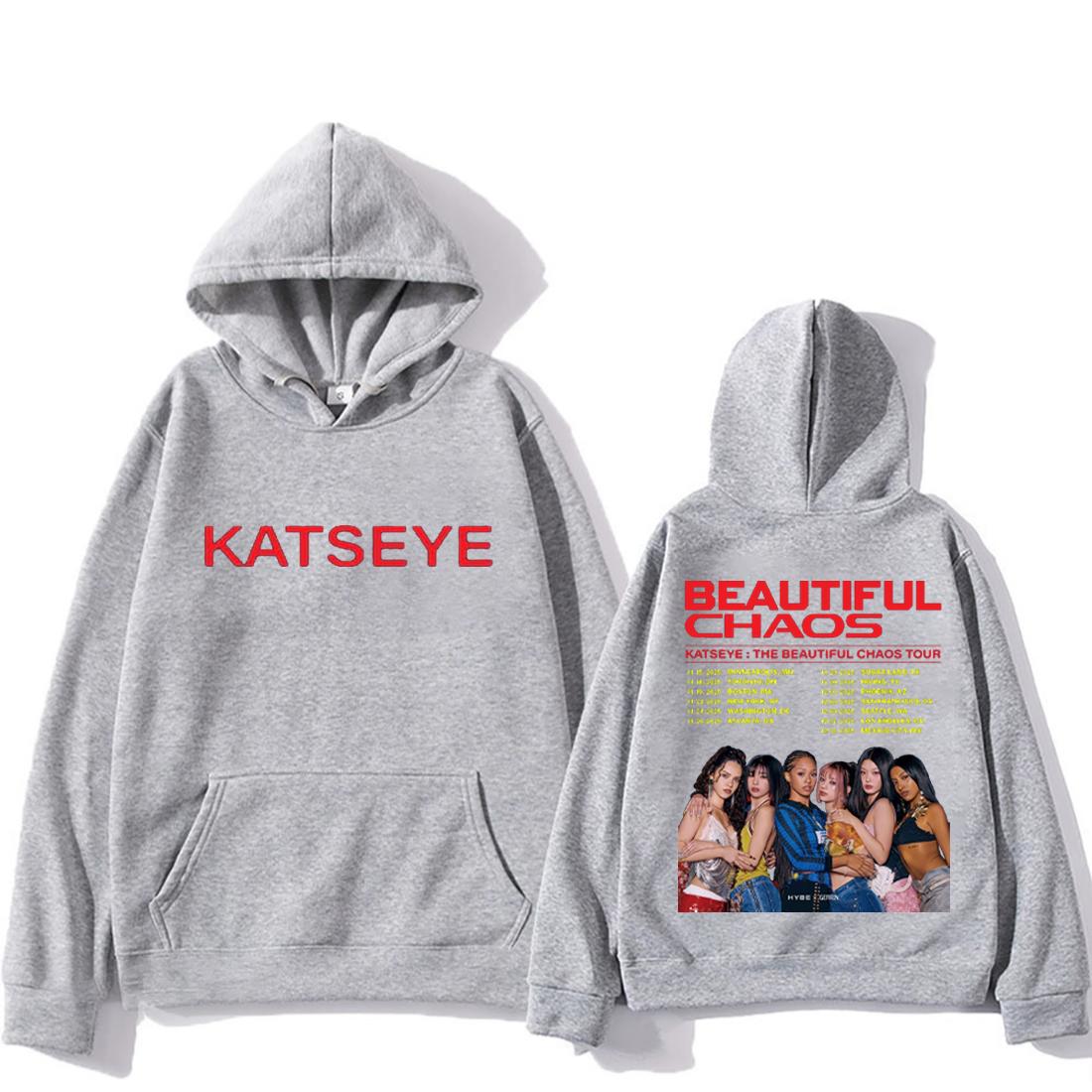 

KATSEYE : THE BEAUTIFUL CHAOS TOUR Fashion pop Hoodie Men Women s vintage clothes Fleece Long sleeve pullovers oversized hoodies S