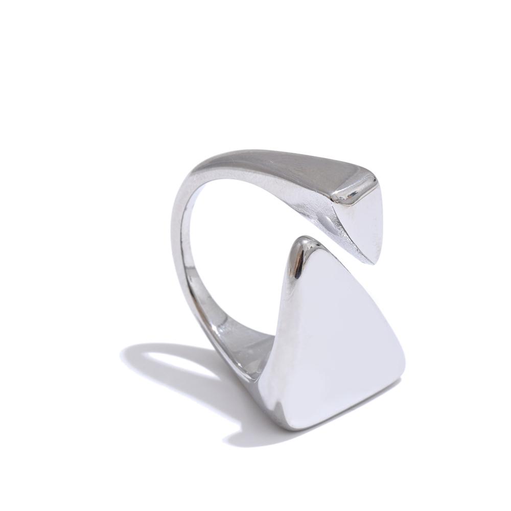 Yhpup Stainless Steel Triangle Adjustable Cast Ring PVD Plated for Women Rust Proof Metal Fashion Finger Jewelry Gift resizable