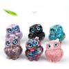 1 sztuk naturalny kryształ kamień żwir sowa rzemiosło zwierząt ręcznie robione małe figurki DIY żywica wystrój stołu Home Decor zbieraj prezenty