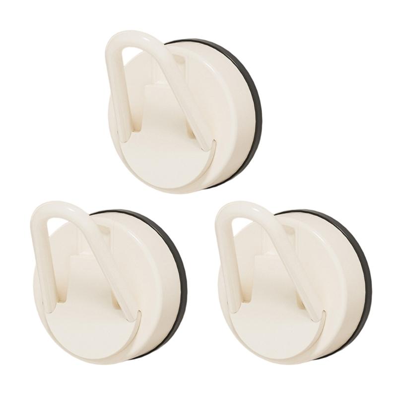 

Set of 3 Suction Cup Hook Clip Multifunctional Clear Holders for Home and Supermarket Daily Casual Use Organization белый