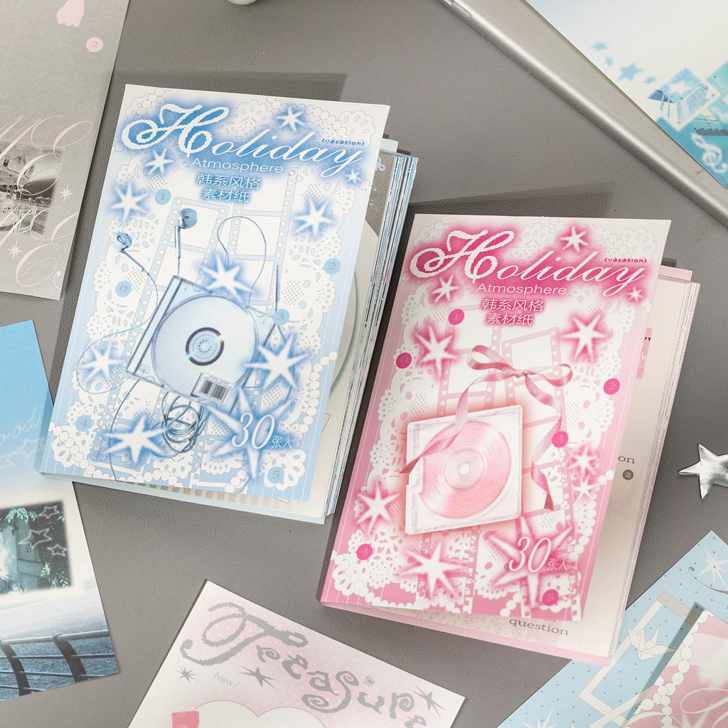 JIAMEI 25/30 sheets Pointism&Holiday Atmosphere Ins Tearable Scrapbooking Material Paper DIY Handmade Collage Aesthetic Supplies