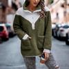 Großes Button-Down-Sweatshirt aus bauschigem Fleece mit Kontrast und Taschen für Damen