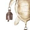 Handmade Sea Turtle Wind Chime, Golden Bronze Metal Bell, Coastal Garden Porch Ornament, Artisan Crafted Patio Decoration, 10 Inch, Pack 1