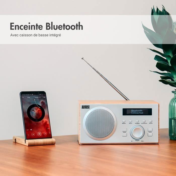 FM DAB Plus Bluetooth Radio Wood Mains - MP3 USB Player, Digital Radio &; Analog - Scandinavian - August Mb420