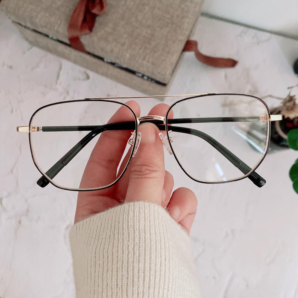 Retro Double Beam Flat Glasses Irregular Business Glasses Frame Trendy Men And Women Personality Can Be Matched With Myopia Glasses Frame