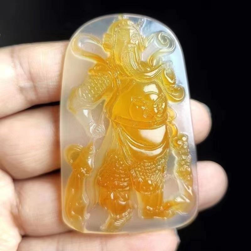 Pendant Carved White Pretty Yellow Leather Pixiu Dalong Brand Landscape Necklace