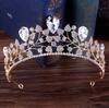 New Arrival Magnificent Blue Red Rhinestone Bridal Crown Tiaras Fashion Golden Diadem for Women Wedding Hair Accessories Jewelry