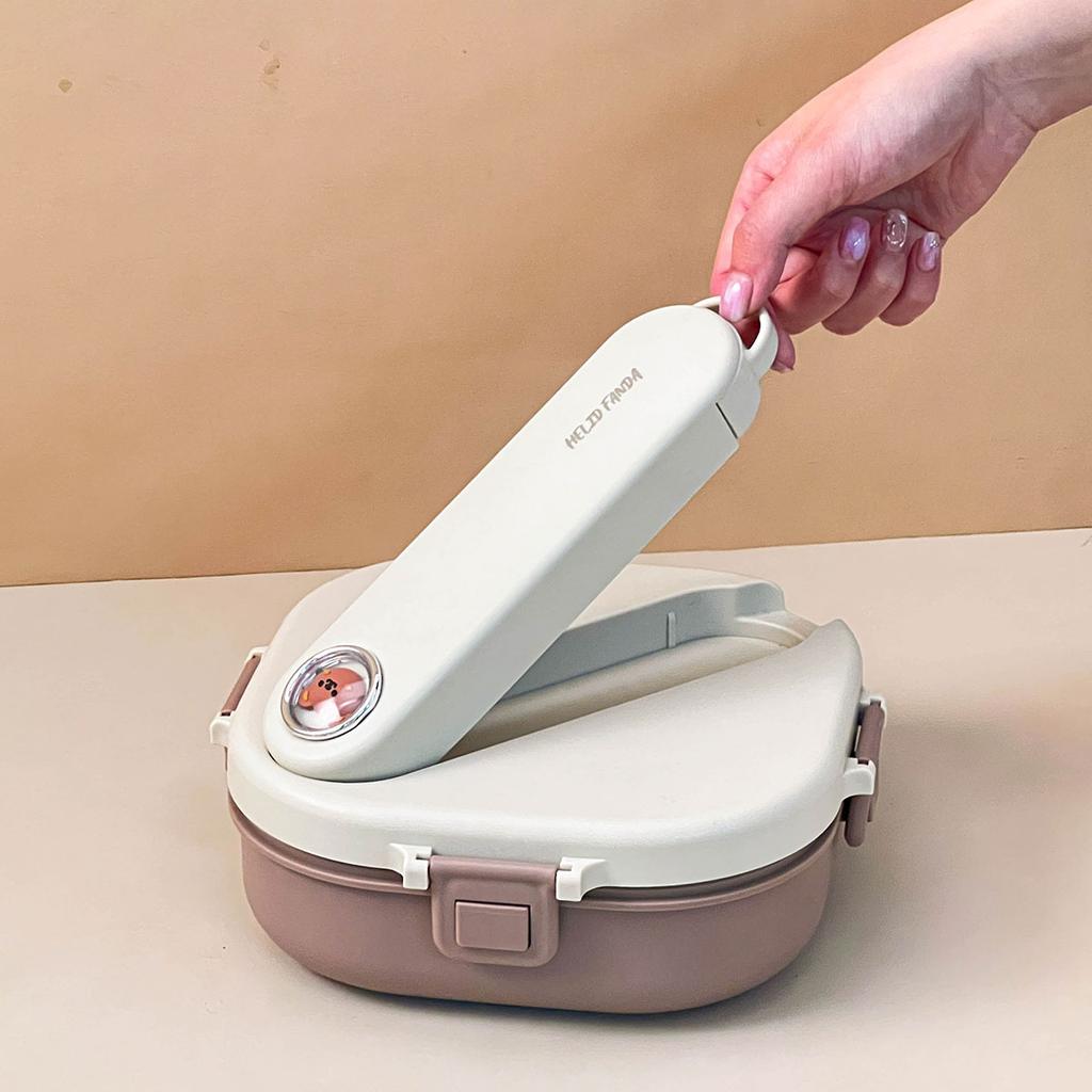 WORTHBUY 800Ml 304 Stainless Steel Bento Lunch Box 3/4 Grid Microwave Safe Large Capacity Food Container Set For Student Adult