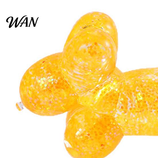 Kids Stress Relief Toy Glitter Balloon Dog Squeeze Toy, Transparent Sensory Soft Stretchy Animal Shape Fidget for Home Office Classroom