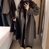 Womens Black Wool Blend Coat Mid-Length Straight Fit Elegant Office Wear 2026