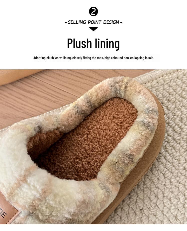 2025 Women's Thick-Soled Non-Slip Plush Slippers - Indoor Winter Warmth