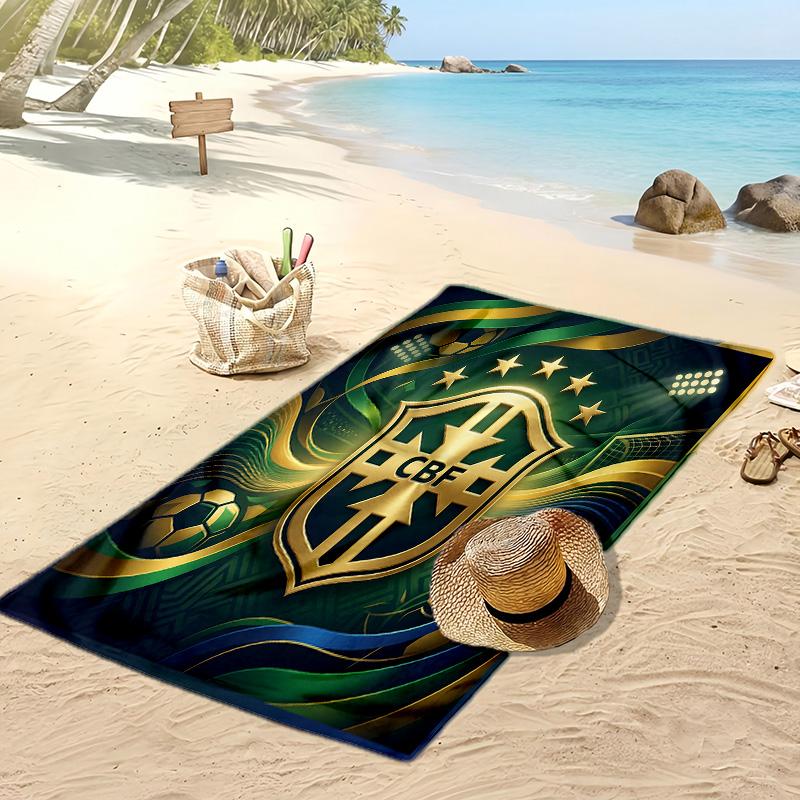 Asciugamano da Spiaggia con Stampa Calcio Brasiliano Asciugatura Rapida Super Assorbente Morbido Asciugamano da Bagno per Nuoto Spiaggia Viaggio Souvenir Regalo